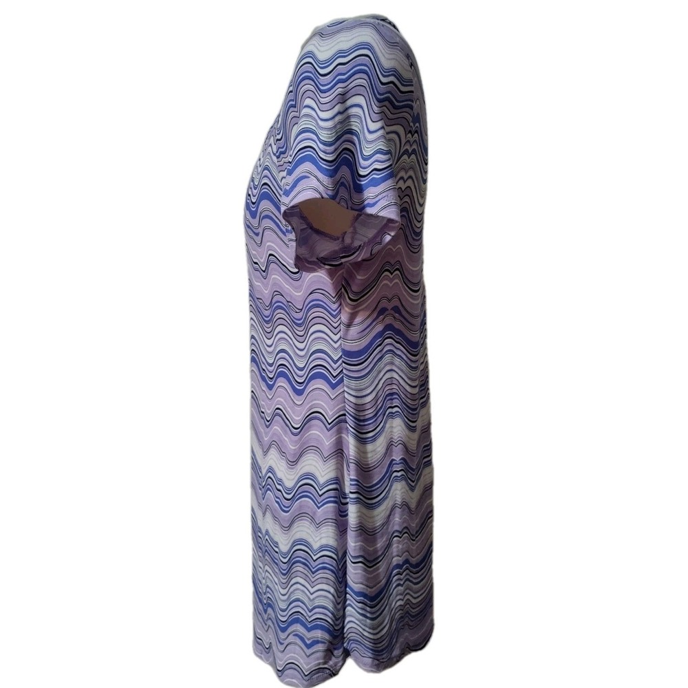 Just Be Dress Women's Size 1X Short Sleeve V-Neck Purple Striped Stretch Soft - Picture 4 of 10